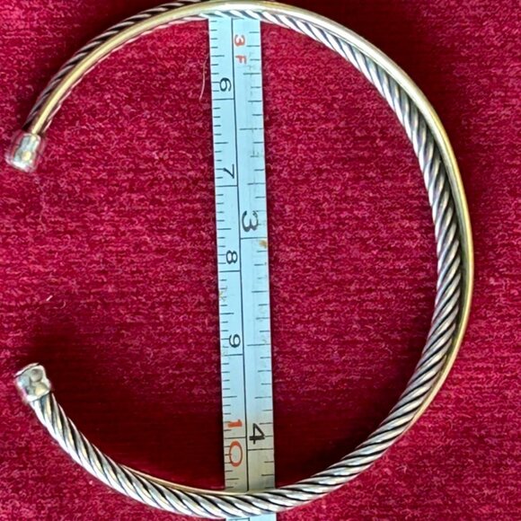 David Yurman 3mm Sterling Silver/Gold Crossover Bracelet - Picture 7 of 10